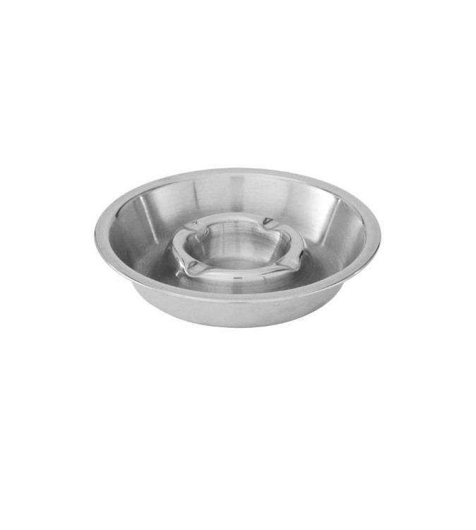 Ashtray 160mm Stainless Steel Double Well (10)