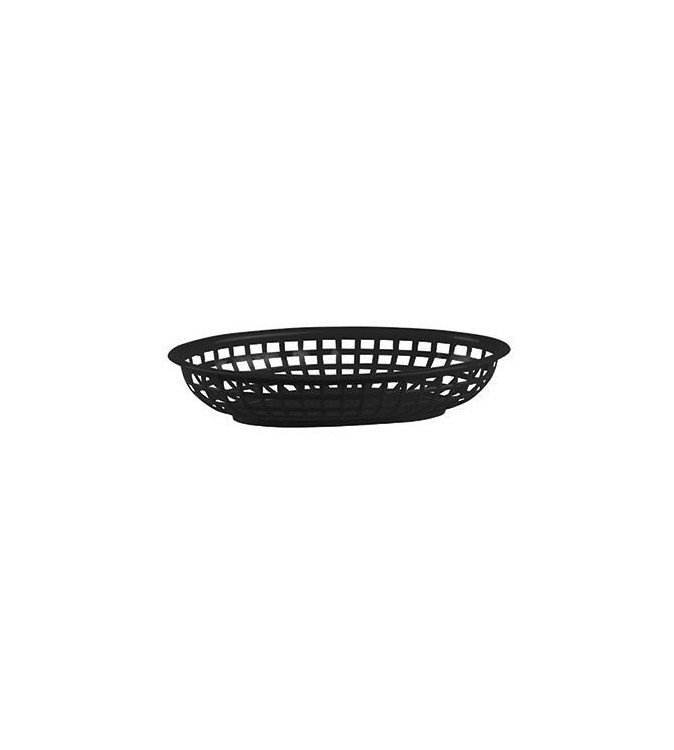 Bread Basket Oval 240x150x50mm Black Polyprop (36)
