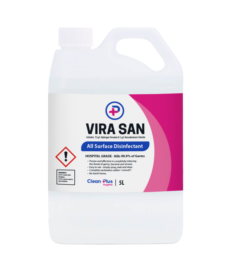 Vira San Hospital Grade Disinfectant 5lt with 500ml Spray Bottle RTU