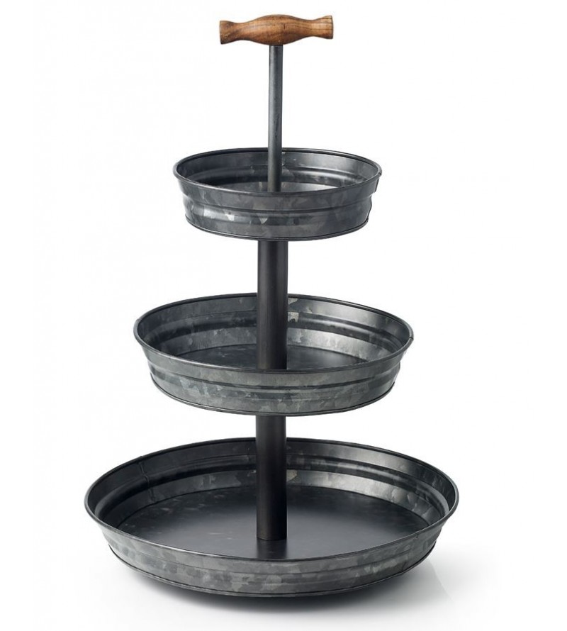 Chef Inox Coney Island Galvanised 3 Tier Stand Black