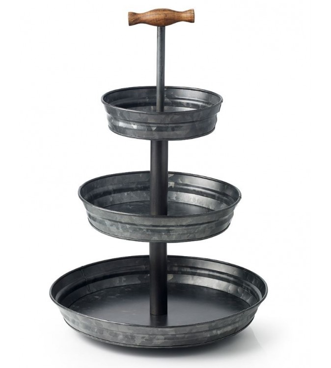 Chef Inox Coney Island Galvanised 3 Tier Stand Black