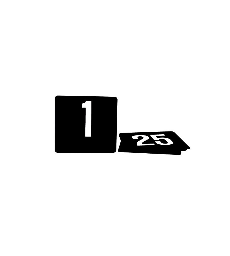 Table Number Set 1-25 White on Black