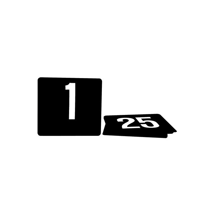 Table Number Set 1-25 White on Black