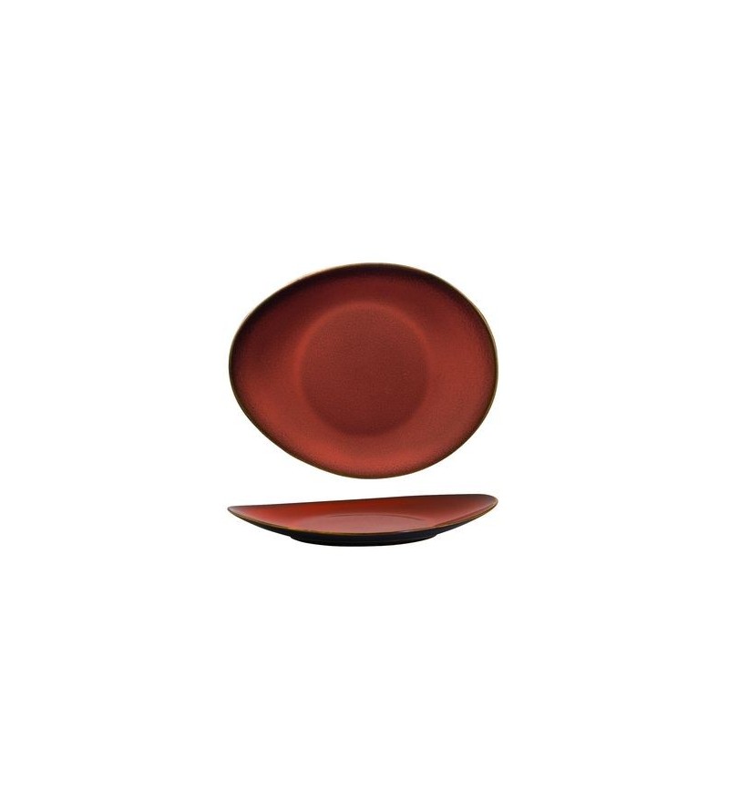 Luzerne 185x155mm Oval Plate Rustic Crimson