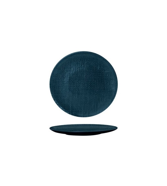 Luzerne Linen 180mm Round Plate Flat Navy Blue (6)