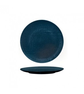 Luzerne 210mm Round Flat Plate Linen Navy Blue (6)