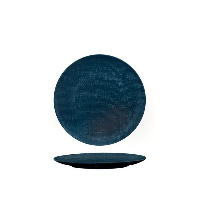 Luzerne 210mm Round Flat Plate Linen Navy Blue