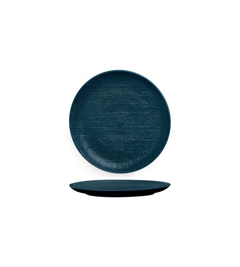 Luzerne 260mm Round Flat Plate Linen Navy Blue