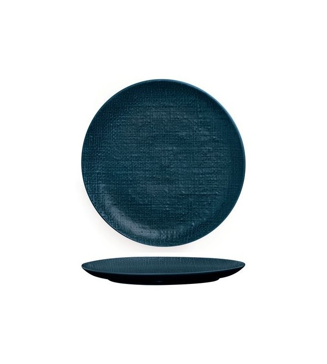 Luzerne 260mm Round Flat Plate Linen Navy Blue