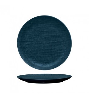 Luzerne 285mm Round Flat Plate Linen Navy Blue