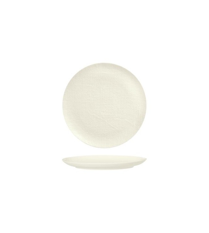 Luzerne 180mm Round Flat Plate Linen White
