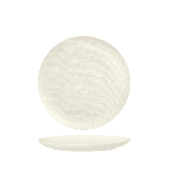 Luzerne 285mm Round Flat Plate Linen White