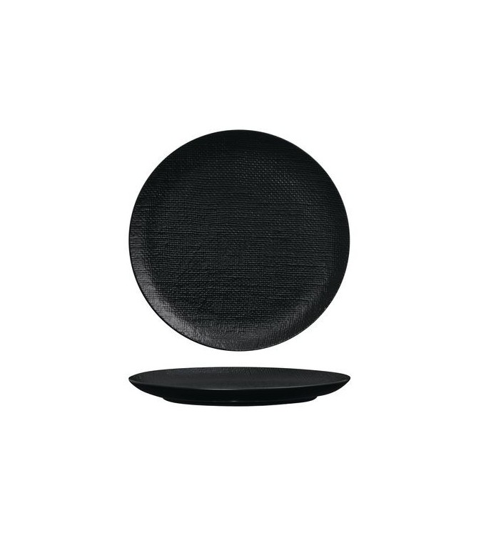 Luzerne 210mm Round Flat Plate Linen Black
