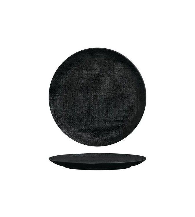 Luzerne 260mm Round Flat Plate Linen Black