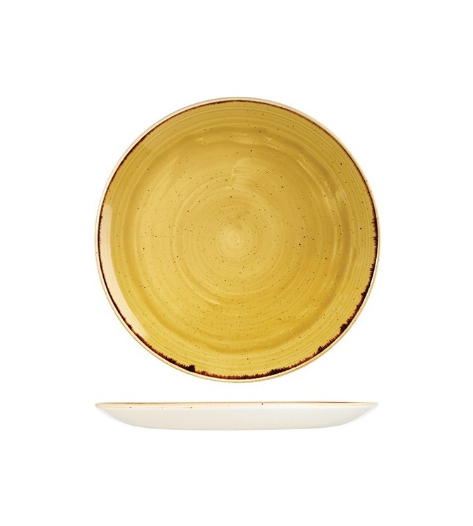 Round Coupe Plate 288mm Mustard Seed Yellow Churchill Stonecast (12)