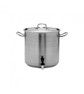 Stockpot 33.6lt w/Cover and Tap 350x350mm Pujadas Stainless Steel