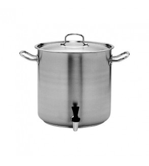 Stockpot 50.0lt w/Cover and Tap 400x400mm Pujadas Stainless Steel