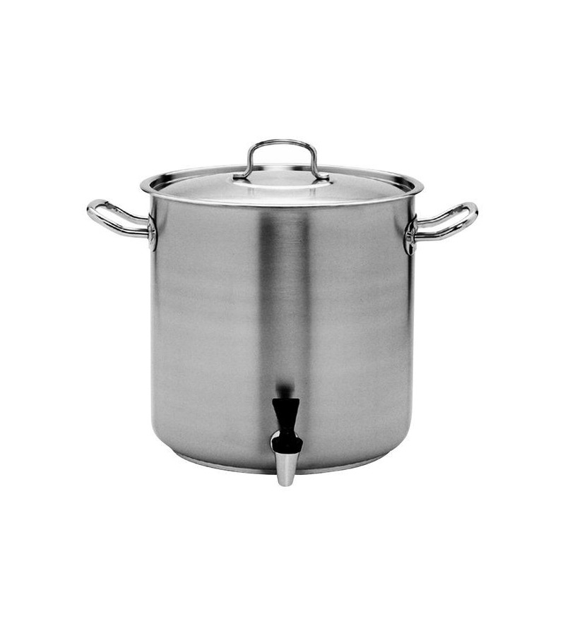 Stockpot 72.0lt w/Cover and Tap 450 x 450mm Pujadas Stainless Steel