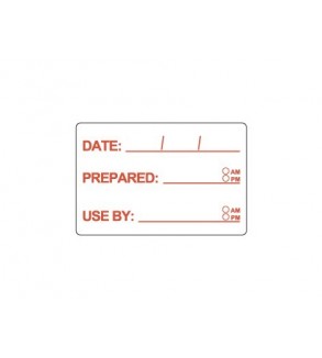 Food Safety Label Date-Prep-Use By 73x48mm Removable (500)