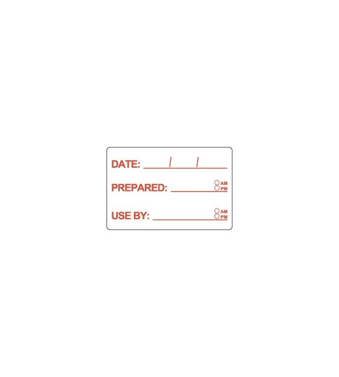 Food Safety Label Date-Prep-Use By 73x48mm Removable