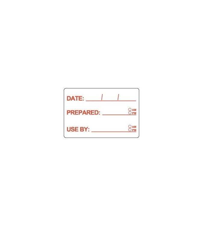Food Safety Label Date-Prep-Use By 75x49mm Dissolvable