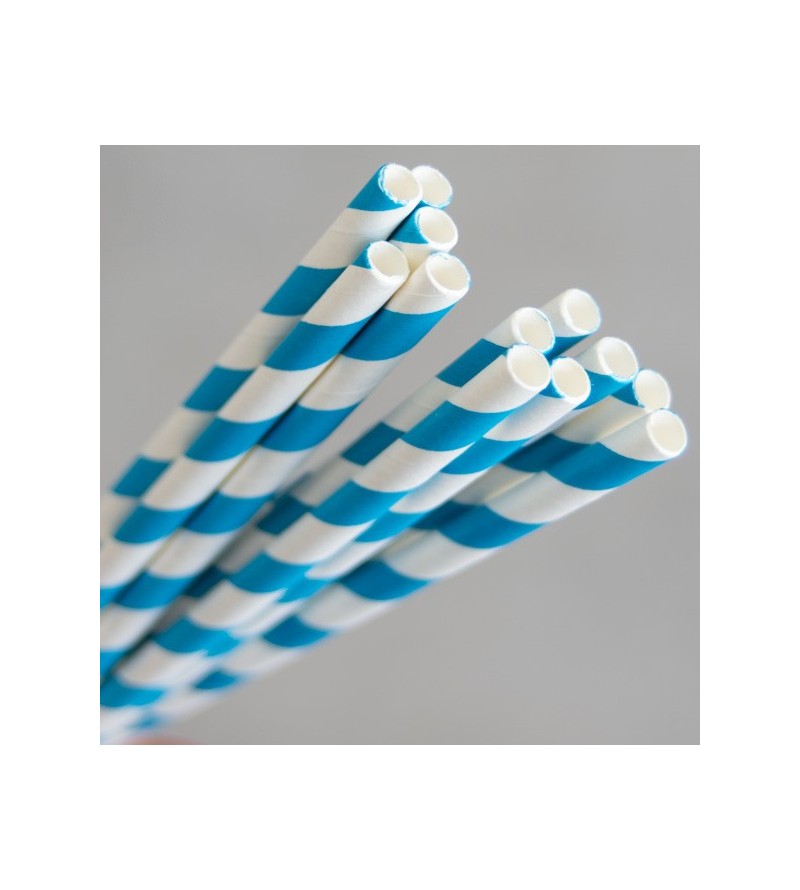 Blue-White Regular Paper Straw