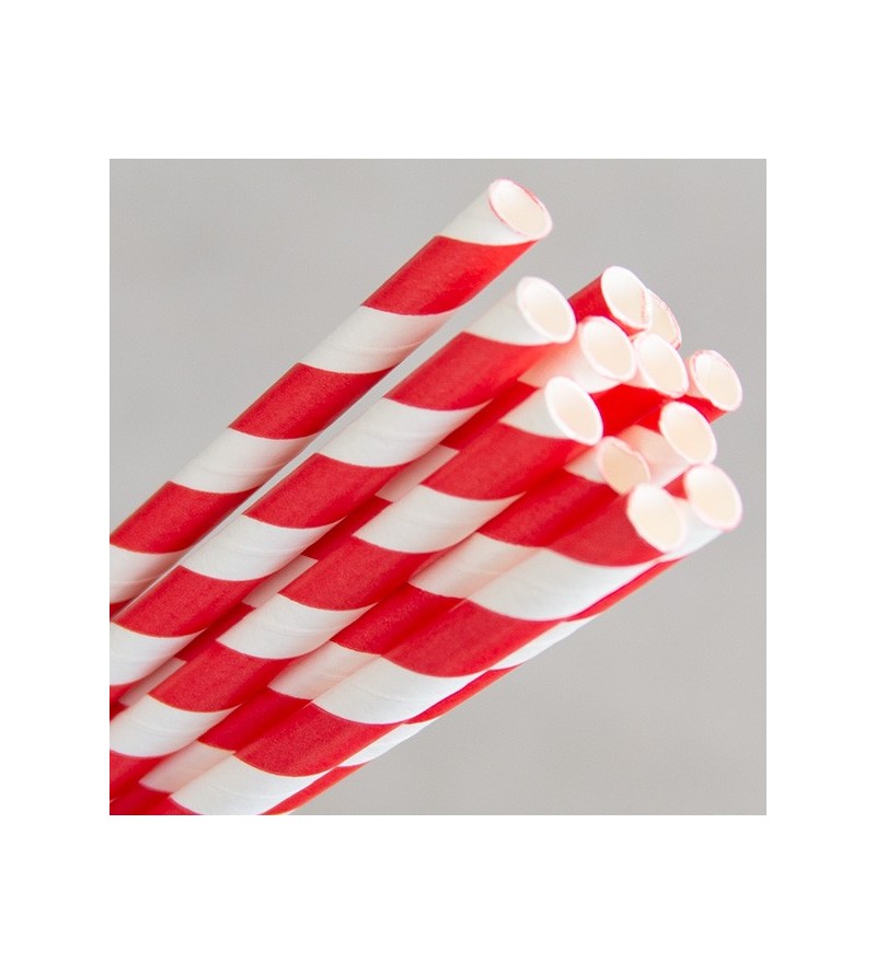 Red-White Regular Paper Straw