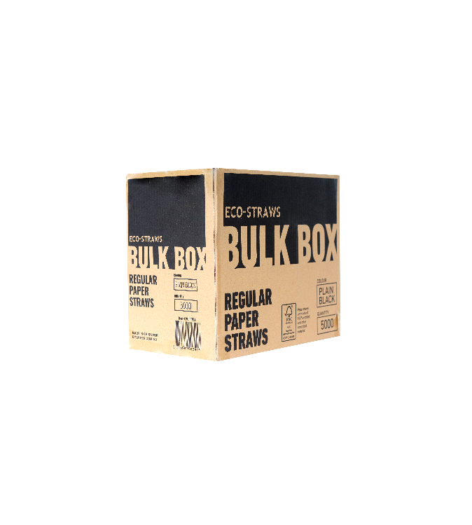Black Regular Paper Straw Bulk Box