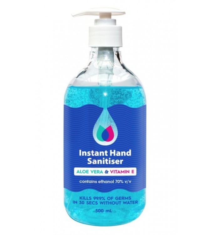 Instant Hand Sanitiser Blue Gel 500mL