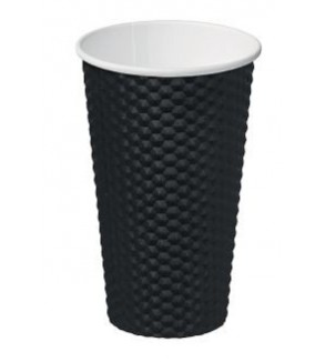 Cast Away Dimple Paper Hot Cup 16oz / 460ml Black (300)