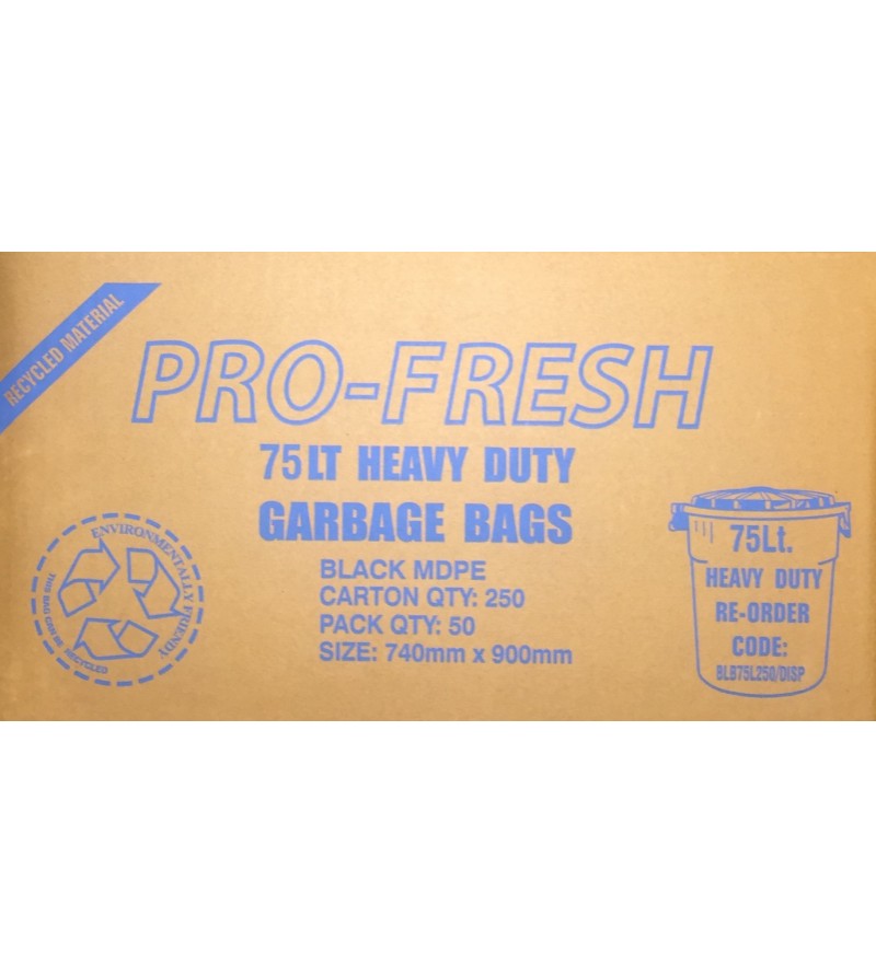 Pro Fresh 72L Bin Liner Heavy Duty Black