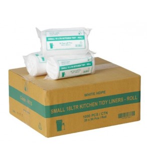 Bin Liner 18L HDPE Kitchen Tidy Roll Pack White