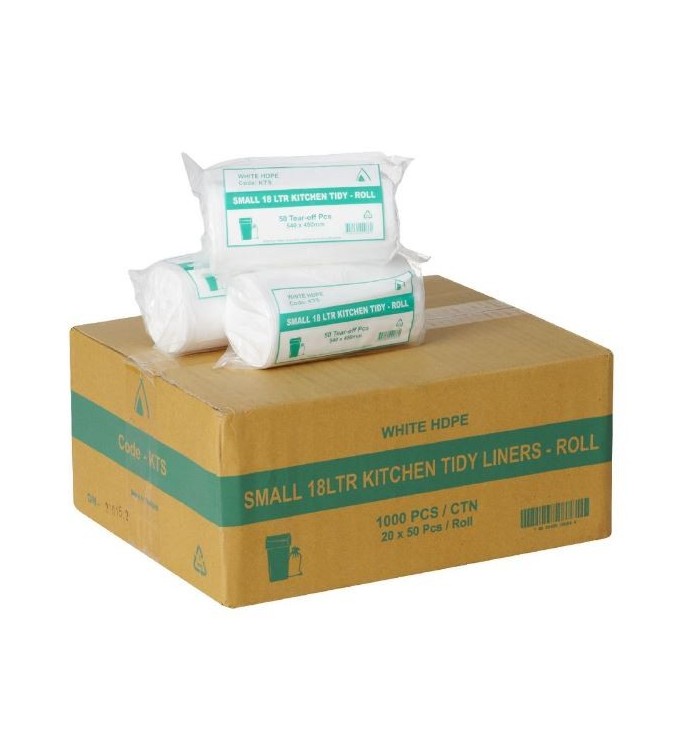 Bin Liner 18L HDPE Kitchen Tidy Roll Pack White