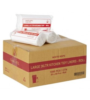 Bin Liner 36L HDPE Kitchen Tidy Roll Pack White