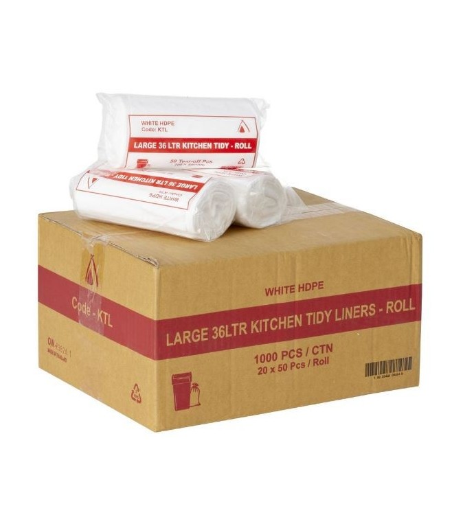 Bin Liner 36L HDPE Kitchen Tidy Roll Pack White