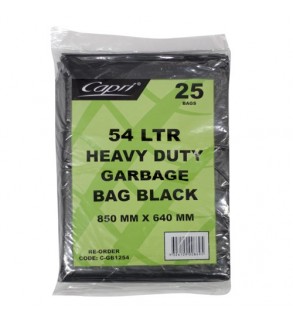 Capri 54L Flat Pack Bin Liner Heavy Duty Black