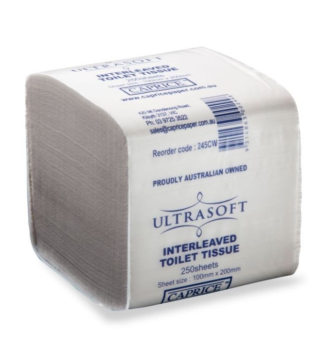 Caprice Ultrasoft 2ply 250 sheet Interleaved Toilet Tissue