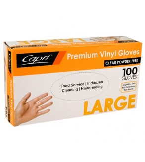 Capri Vinyl Glove Clear Powder Free Large