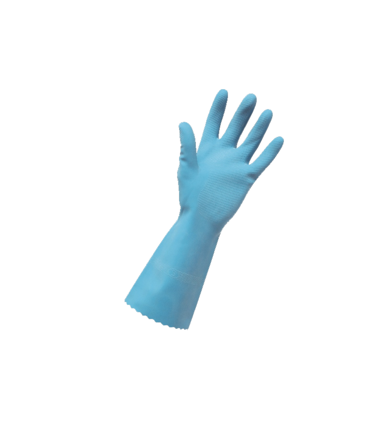 Merrishine Rubber Glove Silver Lined Blue Large