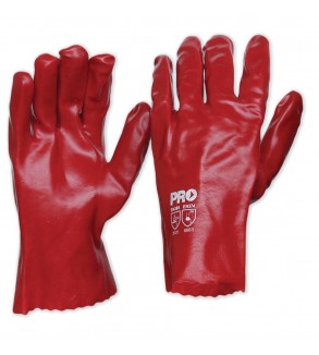 Chemical Gloves Red PVC Single Dip