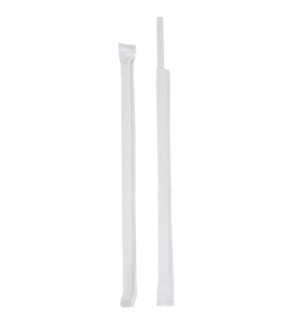 White Cocktail Paper Straw Individually Wrapped