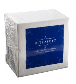 Ultrasoft White Quilted Dinner Napkin 400x400mm 1/8 Fold