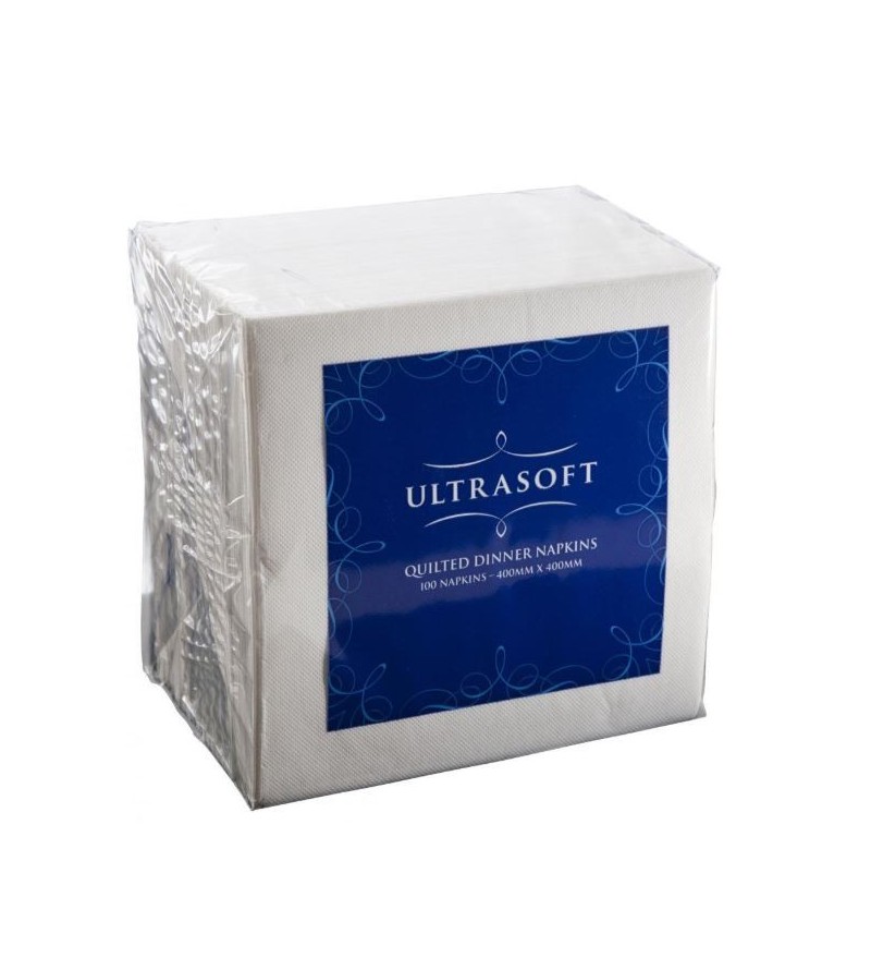 Ultrasoft White Quilted Dinner Napkin 400x400mm 1/8 Fold
