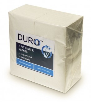 Duro 2ply White Dinner Napkin 400x400mm 1/8 Fold