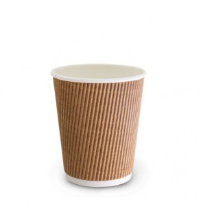 Natural Brown 12oz / 355ml Corrugated Paper Coffee Cup