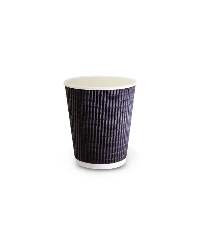Charcoal 12oz / 355ml Corrugated Paper Coffee Cup