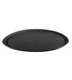 Trenton 680x560mm Plastic Non-Slip Oval Serving Tray Black