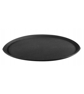 Trenton 680x560mm Plastic Non-Slip Oval Serving Tray Black