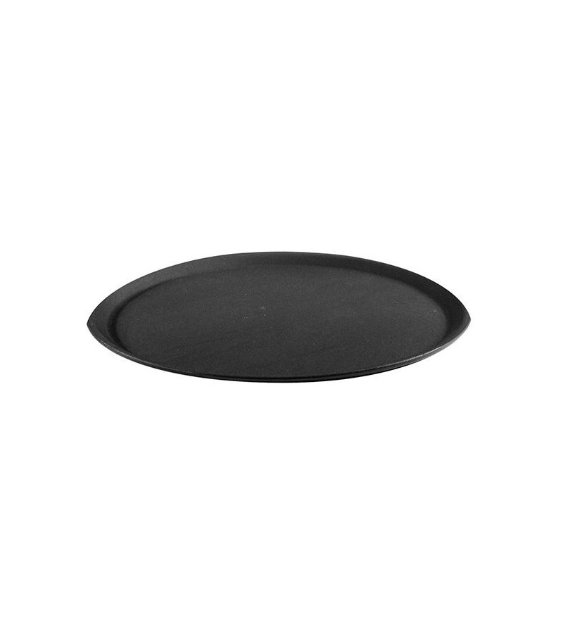 Trenton 680x560mm Plastic Non-Slip Oval Serving Tray Black