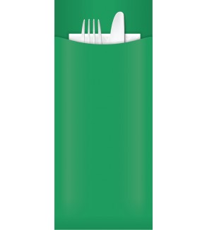 Yiassoo Green Cutlery Pouch 85x200mm w/2ply Napkin